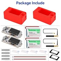 2 Pack ESP32 LoRa V3 Entwicklungsplatine + 1100 mAh Akku + Schutzhülle Set – mit 868 MHz Antenne und SX1262 LoRa V3 Geräten für Meshtastic AR duino LoRawan IOT (N30 Version, Rot) – Ansicht 9
