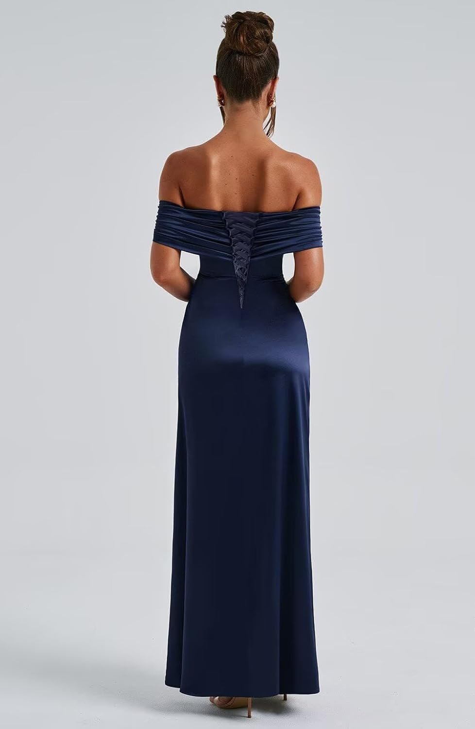 Mermaid Satin Bridesmaid Dresses Long Off Shoulder Prom Dress High Slit Wedding Evening Bodycon