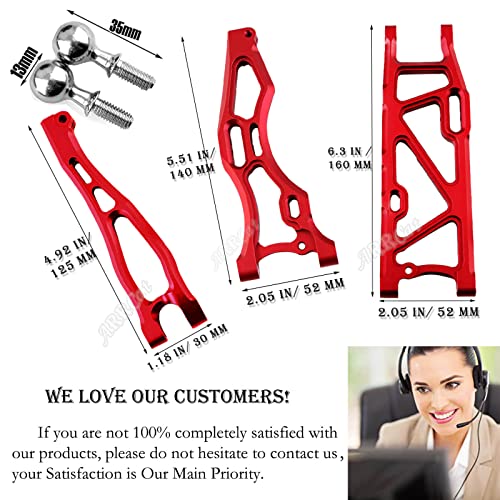 Aluminum Front & Rear Suspension Arms Upgrades Part For 1/8 Arrma Outcast 6S Blx,Kraton 6S Blx,Notorious 6S Blx,Talion 6S Blx,Arrcat 6Pcs Lower Upper Swing Arm Set Hops Up W/Pivot Balls,Red #TOP6