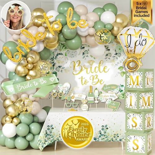 215 Pc Premium Bridal Shower Decorations Olive Sage Green -