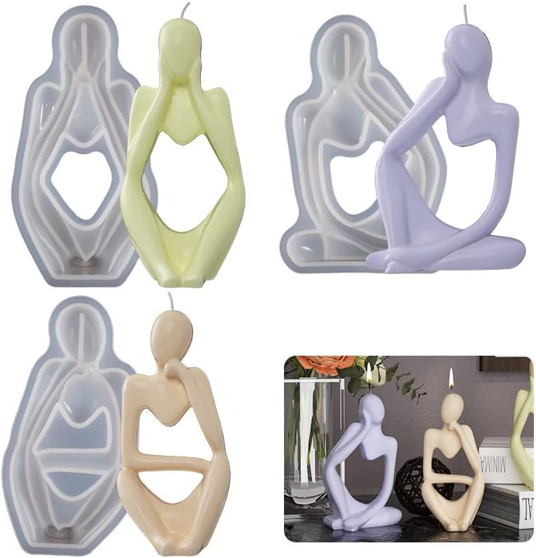 Pack of 3 DIY 3D Figure Shape Display Resin Art Mold/Aromatherapy Candle Mold/Gypsum Plaster Decoration Jewelry Display Stand Mould