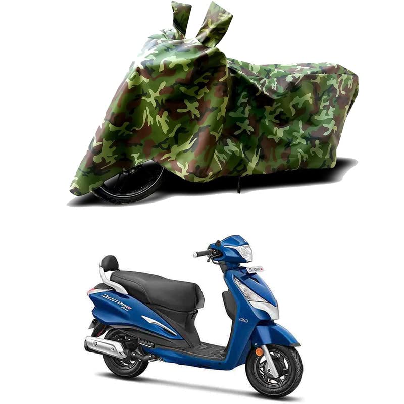 Image of 100% Water Resistant Bike Scooty Two Wheeler Body Cover Compatible for Hero Destini 125 Xtec /UV-Rays /Heat Protection /Birds Dropping /Scratchproof /Dust Proof /Waterproof /All Varient[Green MJ]