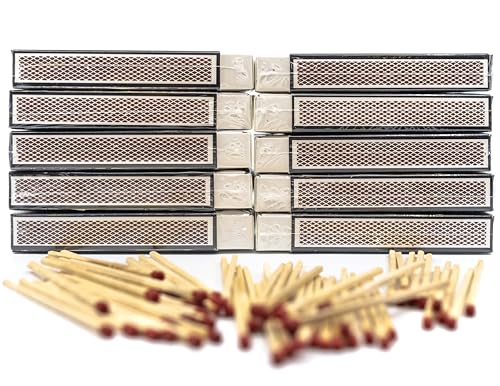 KOVA® 10x 55 Stk Kaminhölzer Lang 10 cm + 1 Bildmagnet! Zigarrenhölzer Kaminstreichhölzer Kohleanzünder Grillanzünder Zündhölzer Streichhölzer Anzünder für Kamin Grill Ofen Holzkohle Anzündwolle, Set
