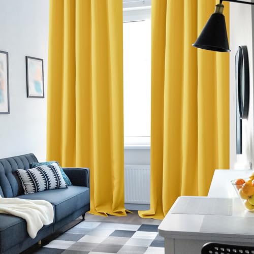 image for Deconovo Blackout Curtains for Bedroom Solid Room Darkening Rod Pocket
