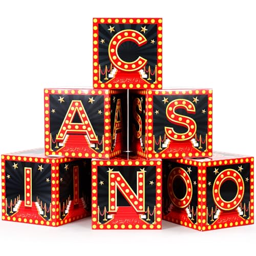 Suministros de decoración de fiesta de casino con 6 cajas de dados grandes para obsequios y recuerdos