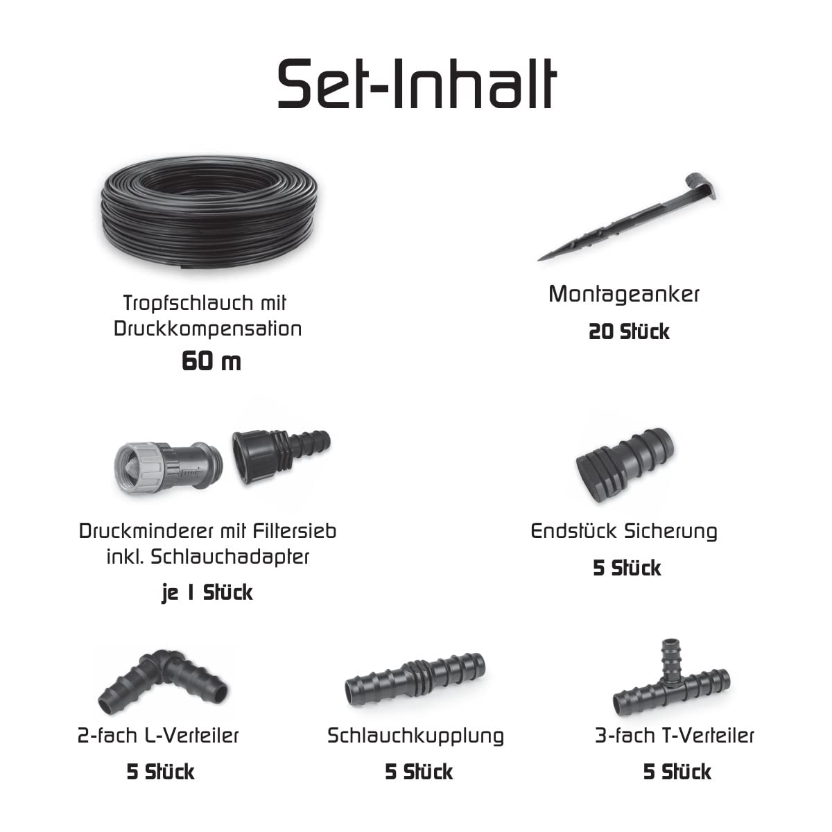 HaGa Tropfschlauchset mit Druckkompensierung - Perlschlauch effektive Bewässerung - Tropfbewässerung ideal für Beete, Hecken, Sträucher & Gewächshäuser - spart Wasser und Arbeit