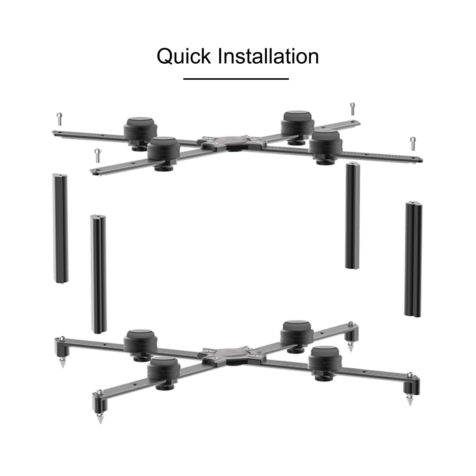 Étagère d'angle à 4 niveaux en métal pour matériel audio-vidéo et équipement audio-vidéo - Armoire stéréo pour équipement informatique - 38 cm de haut