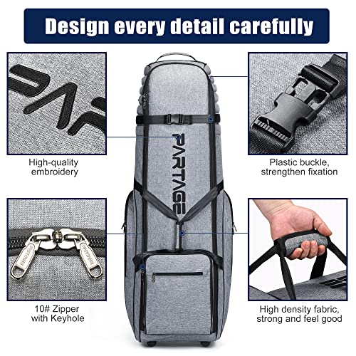 Partage Golf Travel Bag with Wheels, Golf Travel Case for Airlines, 900D Heavy Duty Oxford -Black - Image 3