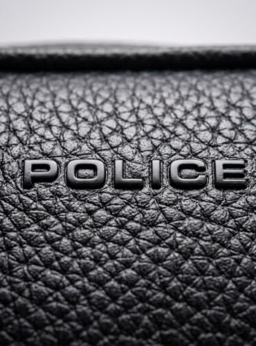 Image of Police Premium Grainy Texture Crossbody Bag for Men & Women | 2 Compartment Office Sling Bag | Adjustable Shoulder Strap | Front Utility Pocket | Compact Lightweight Travel Bag | Black