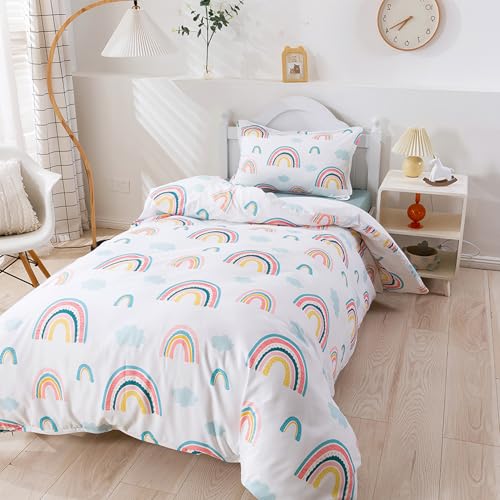 BESTDESIL Kids Duvet Cover Set Full Size, 3 Piece Rainbow Cloud Microfiber Comforter Cover with Pillow Shams Zipper Closure,Soft and Breathable Bedding Set,Full Size — view 3
