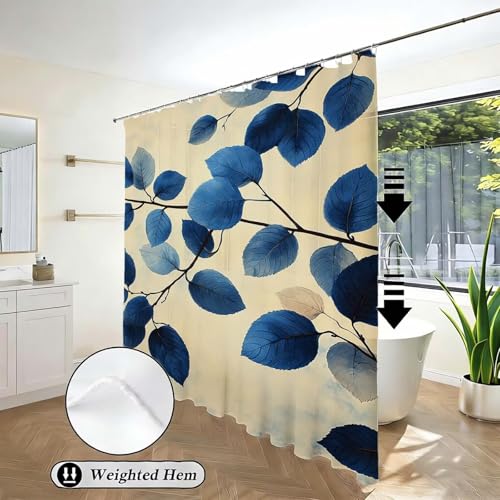 Rideau de douche bleu 90x180 cm en polyester imperméable - 3