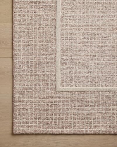 Image of Loloi Chris Loves Julia Briggs Blush /Ivory 9'-3 inch x 13' Area Rug | BRG-01 Approx. 9x13 Pink Living room Dining room Bedroom, Minimalist, Muted, Hand-Tufted, Area Rug