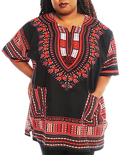 Unixex African Traditional Non Elastic Waist Dashki Top Wide Elbow Dashiki Tunic Top
