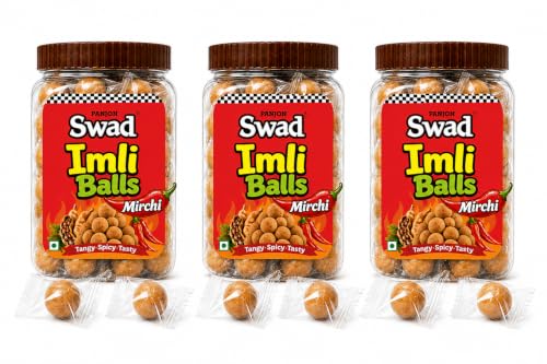 Image of Swad Mirchi Imli Balls Tamarind Candy 220g Jar Khatti Meethi Pack x 3