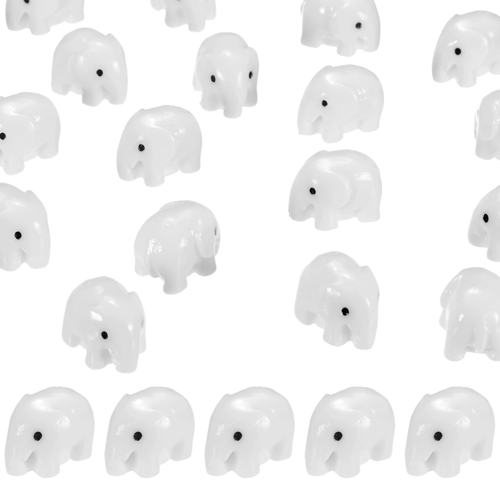 M METERXITY 20-Pack Mini Resin Elephant, Small Tiny Elephant Figurines for Fairy Garden Decor/Micro Landscaping Home/Aquarium/Craft Supplies, Cute Resin Animal Statues [White]