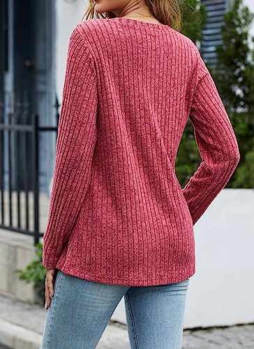 Image of Dimur Sweaters for Women Trendy 2025 Long Sleeve Shirts Ligheweight Sweatshirt Loose Fit Tunic Tops