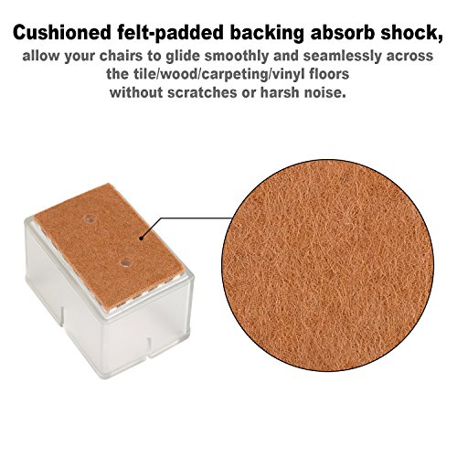 Chair Leg Floor Protectors Rectangular Fit Length 1-9/16" To 1-13/16" & Width 1" To 1-3/16" Large Chair Leg Caps Silicone Table Chair Feet Protectors With Felt Pads (16Pack ) #TOP4