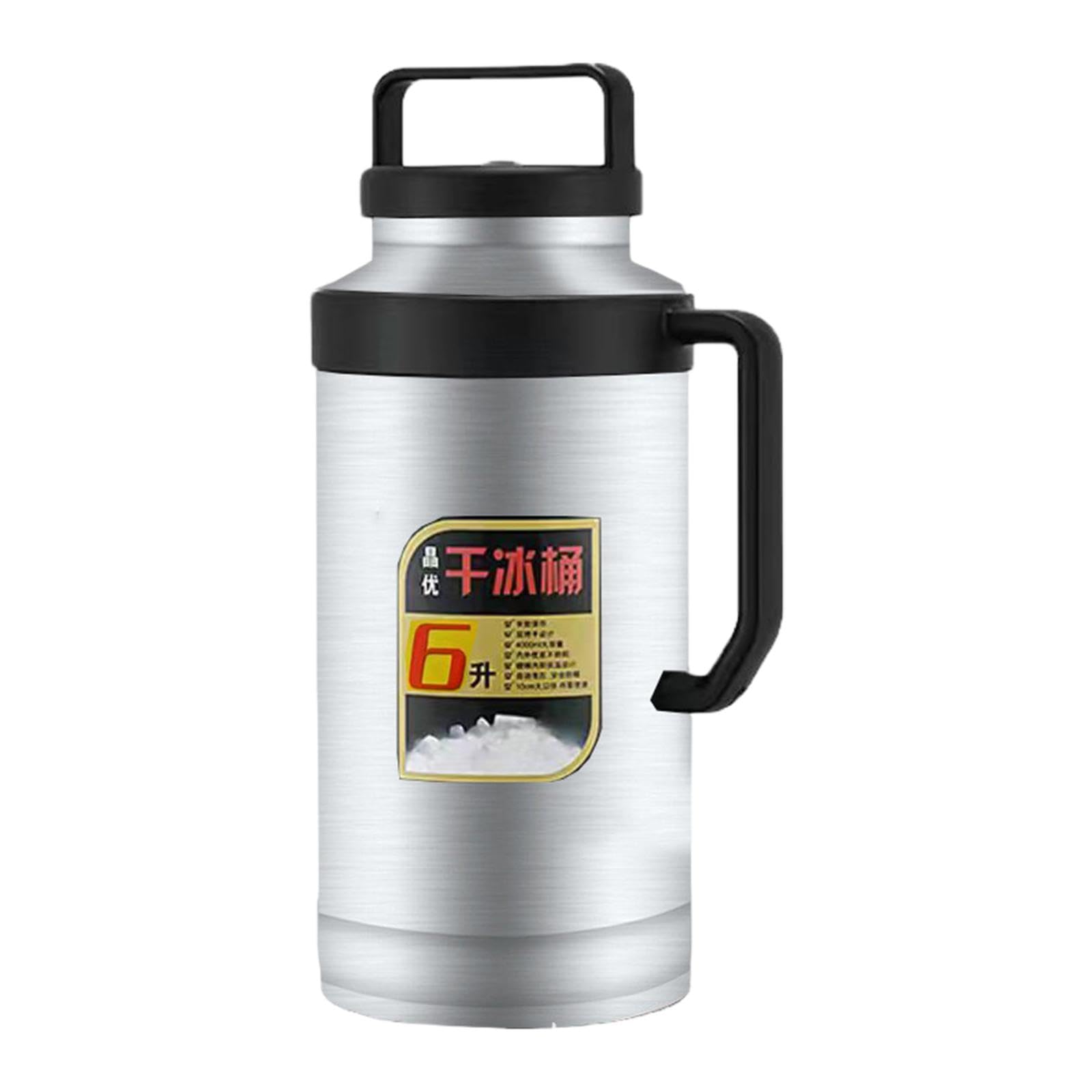 F Fityle Secchiello per ghiaccio secco Secchiello per ghiaccio secco Bottiglia d'acqua termica Contenitore per ghiaccio per eventi di catering Buffet domestici, Argento 6L