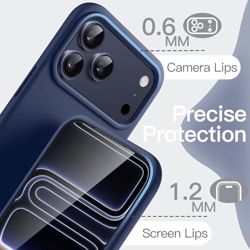 Image of Silicone Case for iPhone 17 Pro Max 6.9-Inch, Silky-Soft Touch Full-Body Protective Phone Case, Shockproof Back Cover for iPhone 17 Pro Max (Navy Blue)