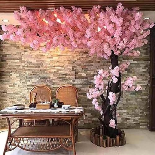 Japanese Artificial Cherry Blossom Trees Wishing Tree Handmade Shopping Wedding Party Indoor and Outdoor Decoration Artificial Cherry Blossom Tree Pink H5.9*L4.9ft