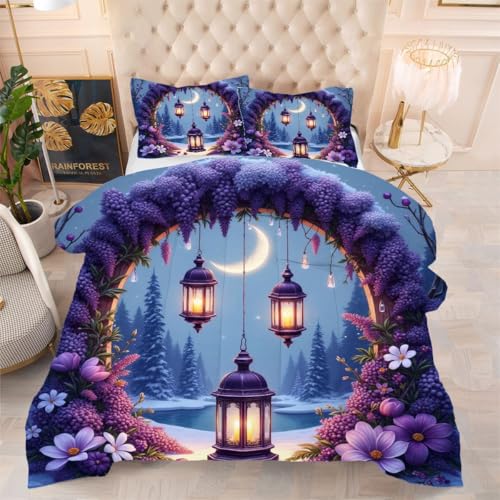 ZZXHG Trapunta Morbida per Tutte le Stagioni | Cancello con Fiori Marroni, Piumino in Sostituzione al Piumino, Ideale per Coppie, con 2 Federe, 200x200 cm