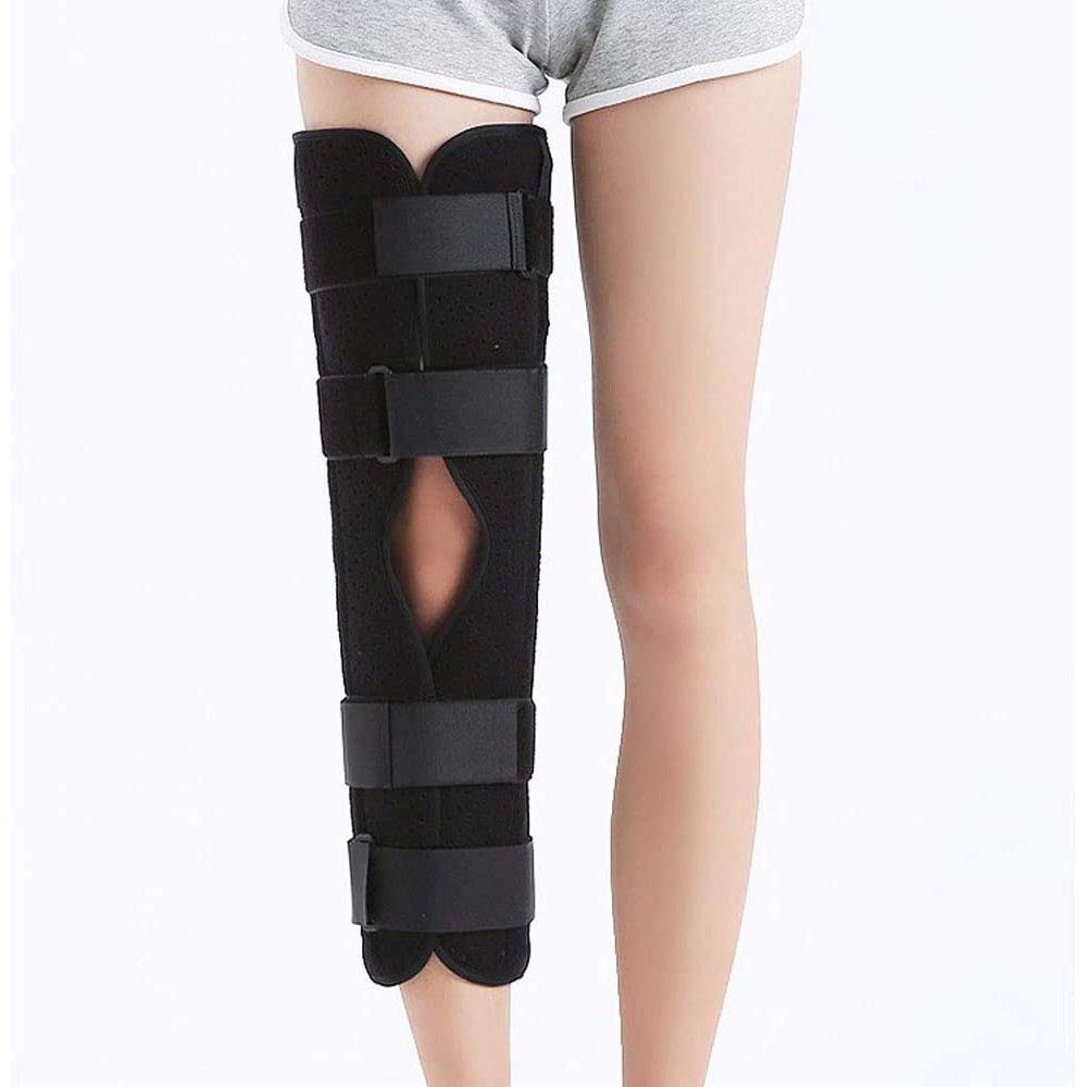 WDSOPK Adjustable Knee Support Joint Brace Surgical Fixation Stabilization Fracture Support Immobilizer Brace, Before and After Surgery Splint - Post Op Immobiliser (Black S)