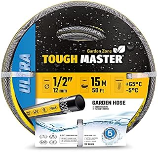 TOUGH MASTER Heavy Duty Garden Hose 3 Layer Flexible Reinforcement UV & Algae Resistant Hose Pipe for Garden, Pressure Washer, Garden Water Features - 15m 50ft