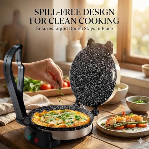 Image of Lifewit Roti Maker Machine - Electric Roti Maker with Non-Stick 8.5inch Plates and Durable Handle, Auto Temperature Control Chapati Maker Machine with Indicator Lights, 950 Watts, Silver
