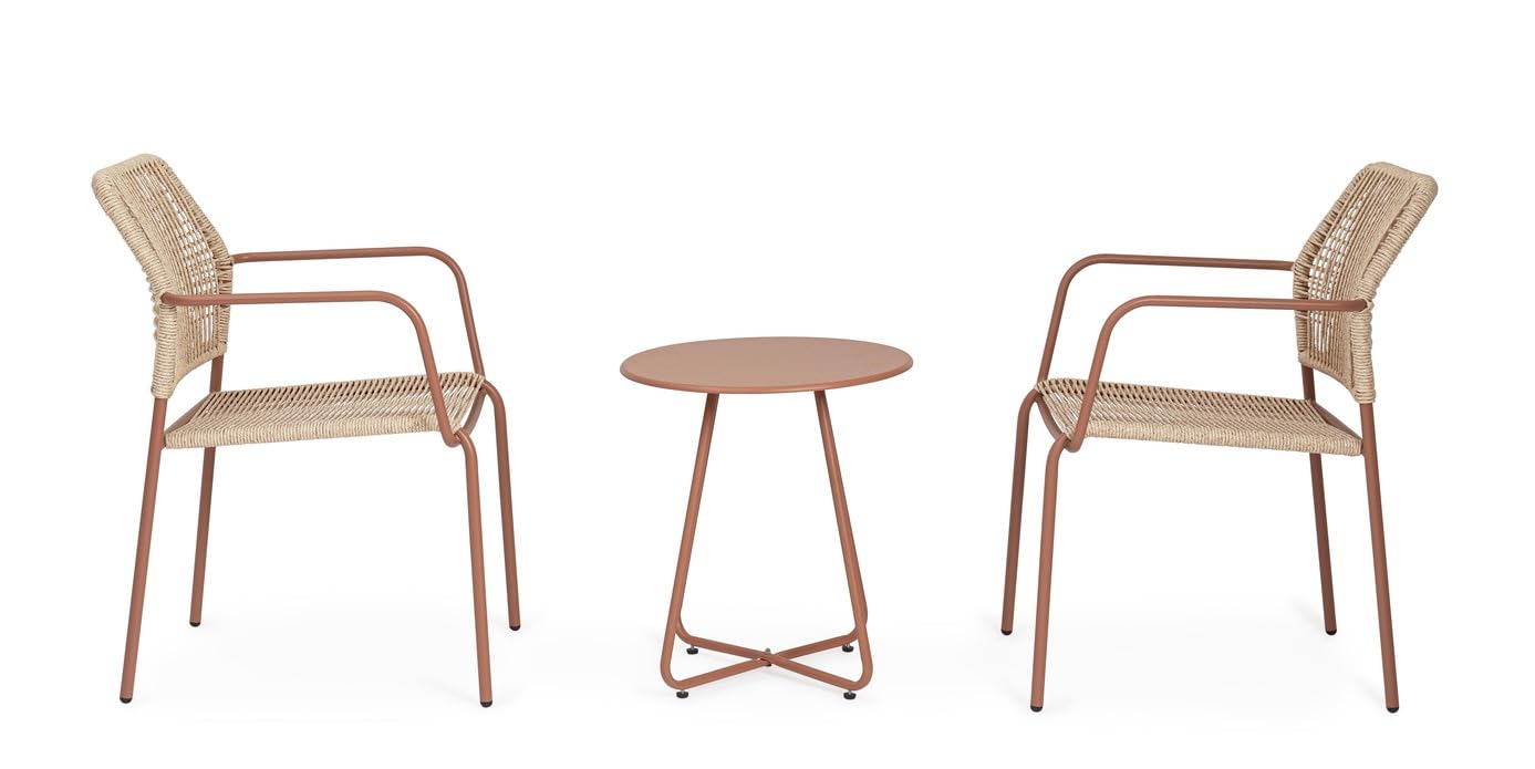 Bizzotto Silla con reposabrazos JABLE Coral, aluminio, trenzado de fibra sintética