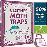 Mr.Chameleon Moth Traps for Clothes - 7 Pack Special Space-Saving Design Closet Moth Traps - Odor-Free & Natural Clothing Moth Traps with Pheromones