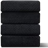 4 Pack Large Bath Towels Set 35"x70" Black Oversized Bath Sheet Chair Towels, 600 GSM Ultra Soft & A