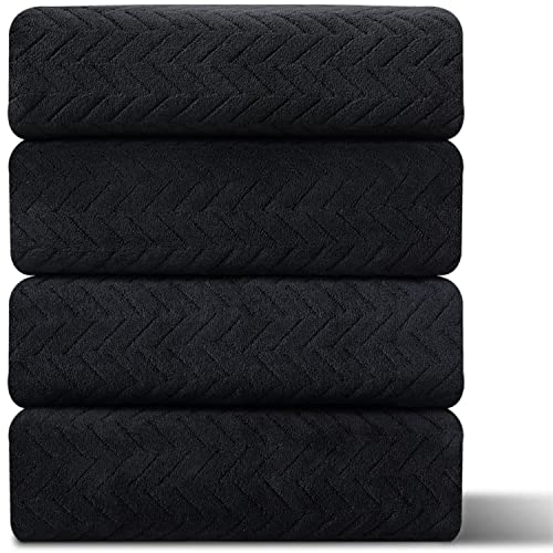 4 Pack Large Bath Towels Set 35"X70" Black Oversized Bath Sheet Chair Towels, 600 Gsm Ultra Soft & Absorbent Towels For Bathroom, Quick Dry Towel For Gym Hotel Camp Pool #TOP16