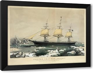 lipper ship ‘Red Jacket’; In the ice off Cape Horn, on her passage from Australia, to Liverpool, August 1854 Custom Framed Art Print Giclee Print or Canvas Options with Various Sizes and Customization by Currier & Ives.