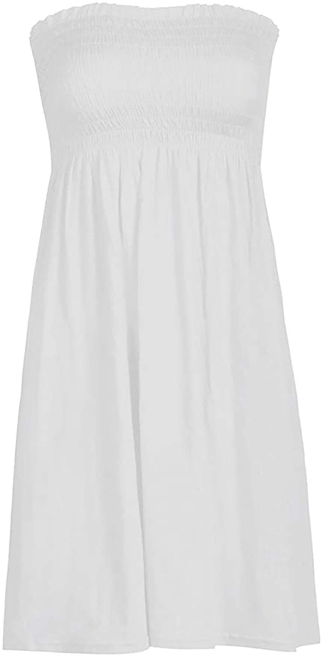 LoxdonzWomen's Clothes Sun Strapless Tube Short Dress Summer Dresses Casual Mini Beach Cover Up (Small, White)