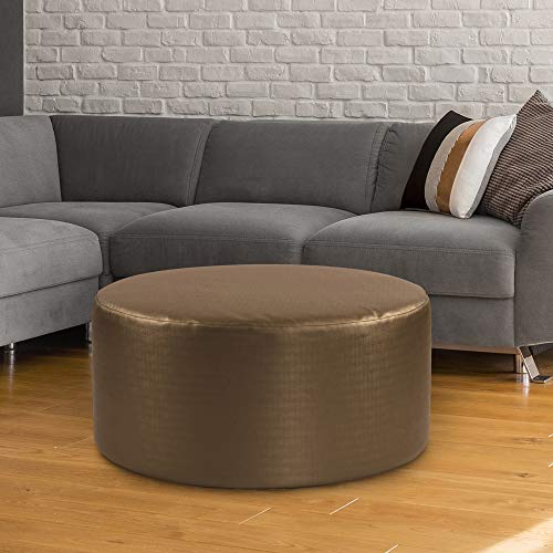 Howard Elliott Replacement Slipcover Exclusively Made For Howard Elliott 36 " Universal Round Ottoman, 100% Polyurethane Fabric (Ottoman Not Included), Luxe Bronze #TOP2