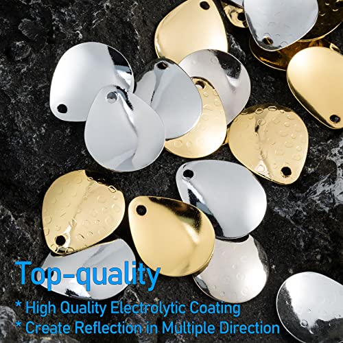 Dr.fish 140 Pack Spinner Making Kit Lure Making Supplies Inline Spinner Blade Spinnerbait Parts Accessory Spinner Shaft Clevis Treble Hooks Spoon Fishing Bead Starter Kit Tackle Craft #TOP5