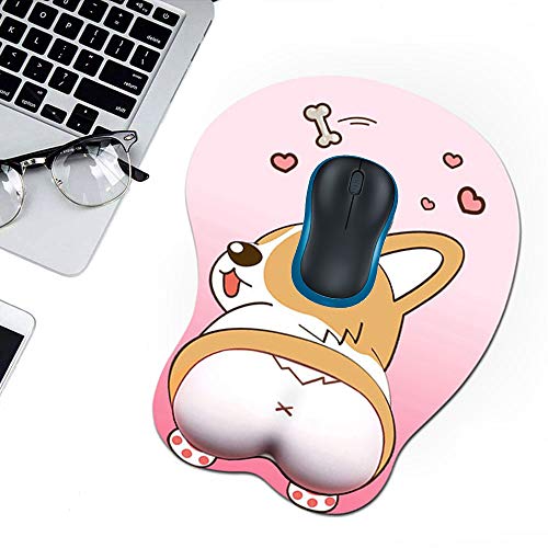 Tidoopu Mouse Pad With Wrist Support Gel Ergonomic 3D Mouse Pad Anime Corgi Dog Mousepad Gaming Mouse Mat For Pc Laptops (Pink) #TOP4