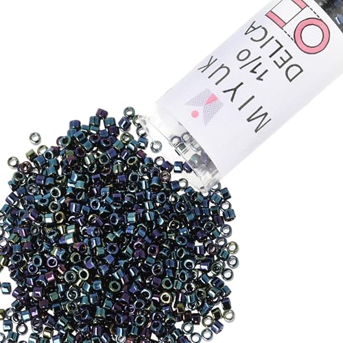 Miyuki Delica Seed Beads – Size 11/0 (1.6 mm, DB0002, Blue Iris, 7.2 g, Approx. 1440 Beads, Made in Japan