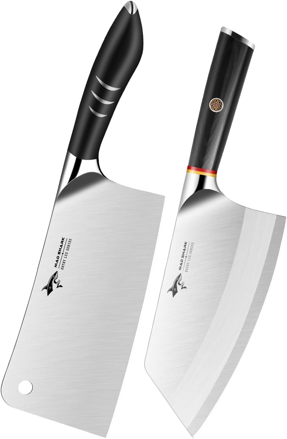 MAD SHARK Meat Cleaver Heavy Duty Butcher Knife 7.5 Inch and Lightweight Vegetable Cleaver 7 Inch, Multipurpose Chinese Cleaver Chef Knife