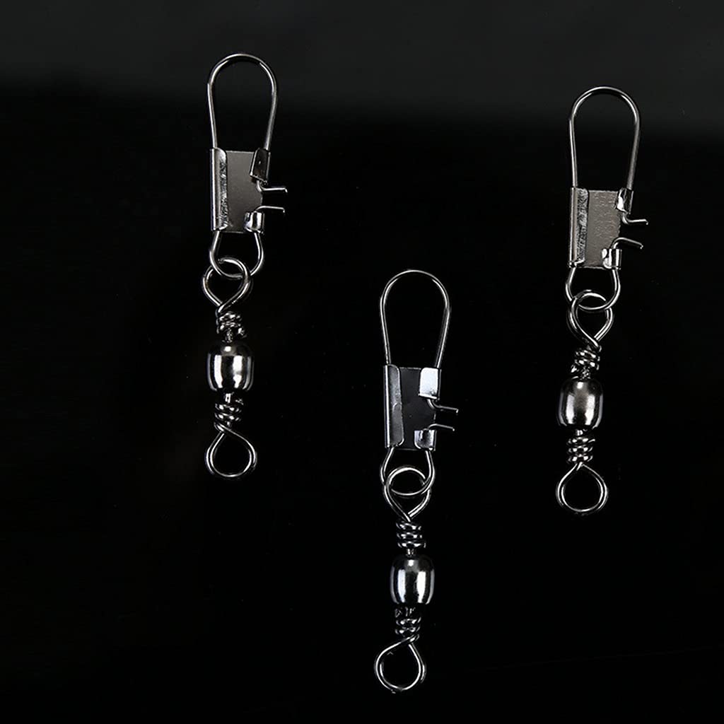 Ami da pesca 100 pezzi connettore da pesca asta di collegamento anello solido fibbia connettore clip in acciaio inox gancio da pesca interblocco per spigola, trota salata acqua dolce attrezzatura da