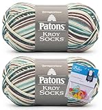 Patons Kroy Socks Yarn 2-Pack Bundle with Bella's Crafts Stitch Markers (Northern Lights)