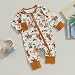 SAYOO Western Baby Cowboy Clothes Neutral Zipped Fall Romper Outfit for Boy Girl Infant Lapel Cow Print One-piece Jumpsuit (B Brown, 0-3 Months)