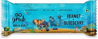Peanut Blueberry Snack Bar | Crunchy Energy Bars with Whole Nuts, Real Dried Berries | No Preservatives | 100% Vegetarian | Healthy Breakfast, Evening & Midnight Snack | Pack of 10