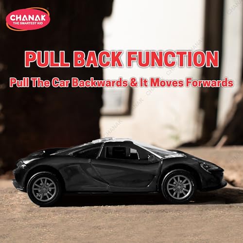Image of Chanak Die Cast Car for Kids Alloy Metal Pull Back Car Toy Car Toy Vehicle with Openable Doors & LED Lights Cars for Kids Collectible Toy Vehicle Gift for Kids Boys Girls BIS Approved (Black)
