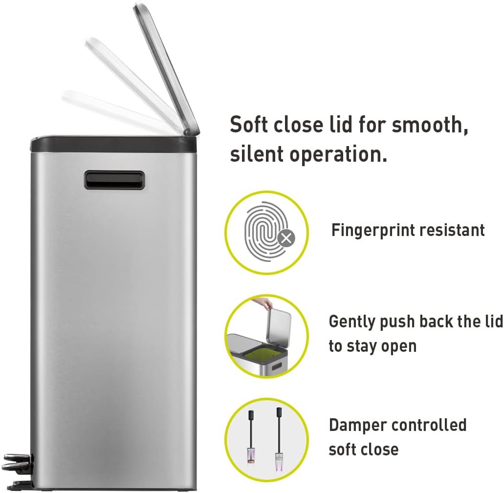 Buy EKO EcoCasa Dual Compartment Recycling Step Trash Can 30L+20L