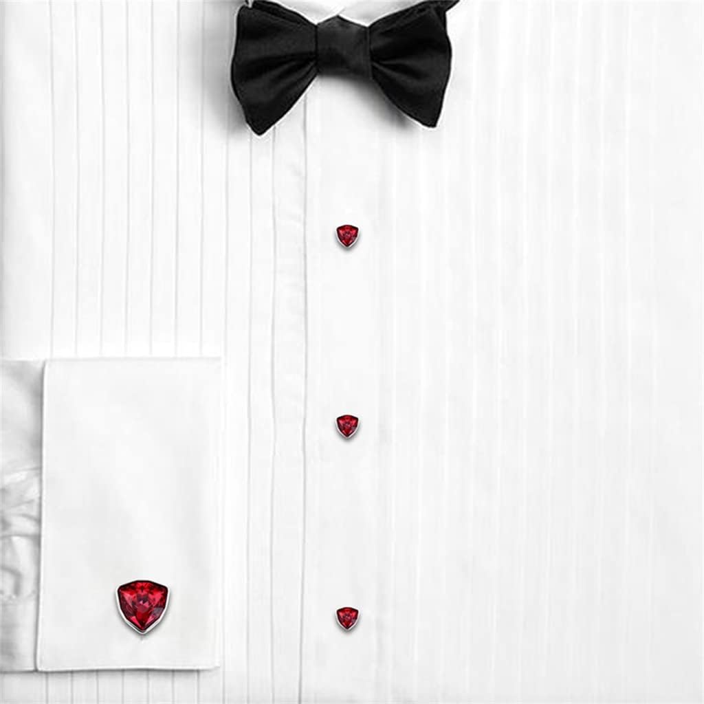 Men's Cufflinks Stud Earrings Set Best Gifts for Wedding Black Red Shirt Accessories