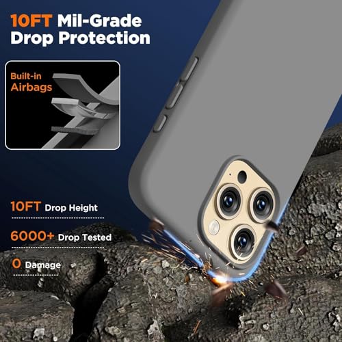 Image of Back Cover for iPhone 13 Pro Case,[Military Shockproof Protection] Liquid Silicone Case with [Soft Anti-Scratch Microfiber Lining for iPhone 13 Pro (Dark Grey)