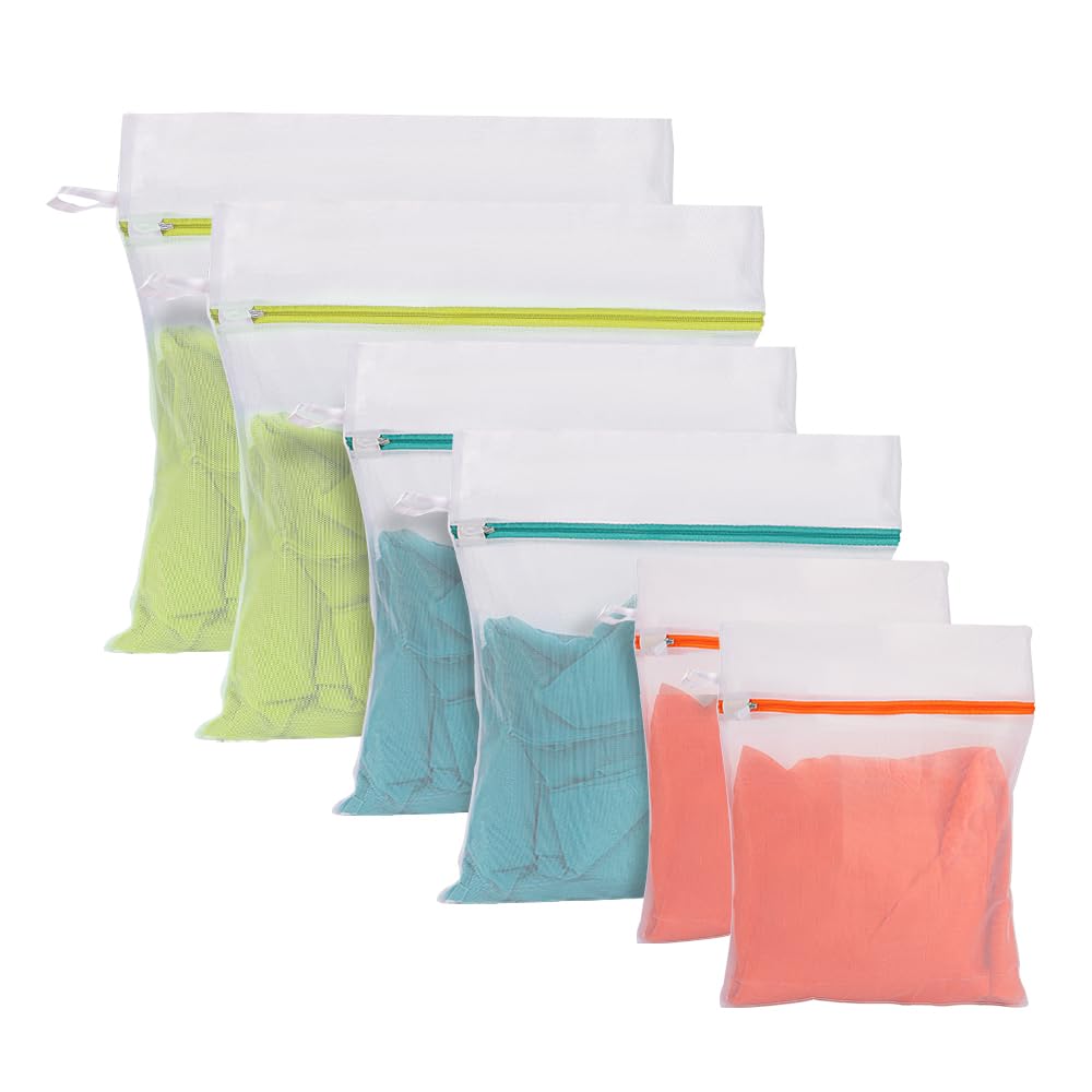 6 Pack Mesh Laundry Bags,Laundry Bags for Washing Machine,Reuse Washing Bag for Laundry, for Delicates Blouse, Hosiery, Underwear, Bra, Lingerie, Baby Clothes（2M 30x40 2L 40x50 2XL 50x60）