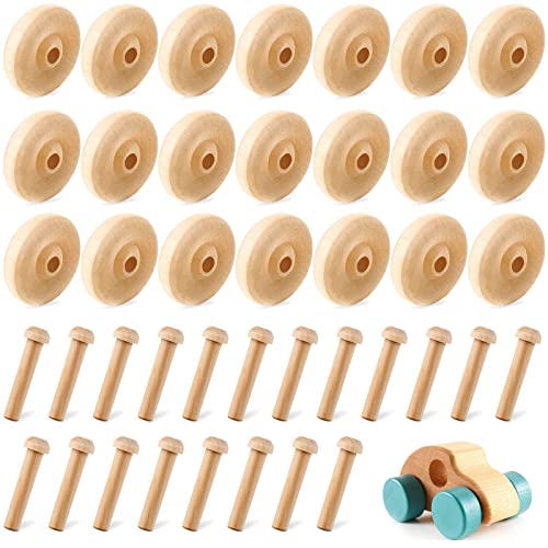 Civaner 36 Pack Wooden Wheels with Axles