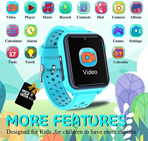 Retysaz Kids Smart Watch 16 Game Smart Watch for kids Phone Fashion Smartwatches for Children 3-14 Great Gifts To Girls Boys Electronic Learning Toys (Blue)